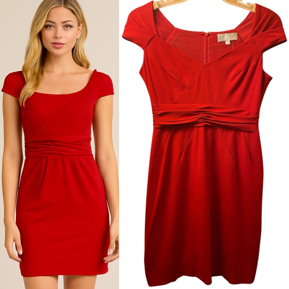 Badgley Mischka Little Red Sheath Cocktail Party Dress - Sz 6